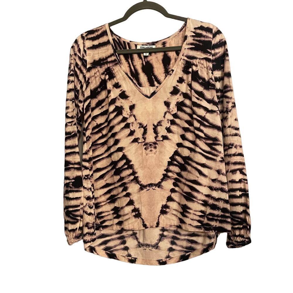 Billabong Top Eternal Winter V Neck High Low Hem Elasticized Cuffs‎ Sz S Tie Dye